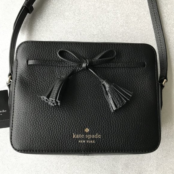 Kate Spade Hayes  Black Pebbled Leather Camera Crossbody Bag - Picture 8 of 16